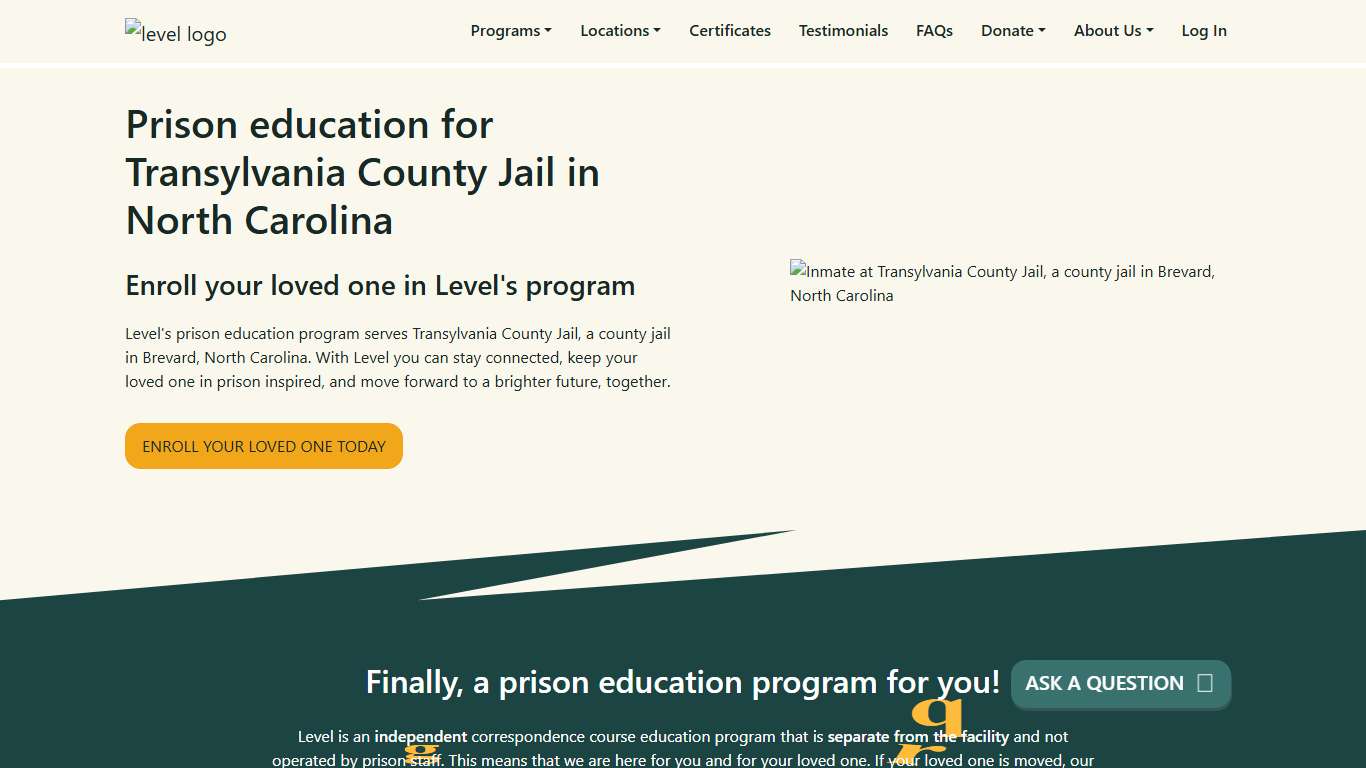 Prison Education For Transylvania County Jail - Level